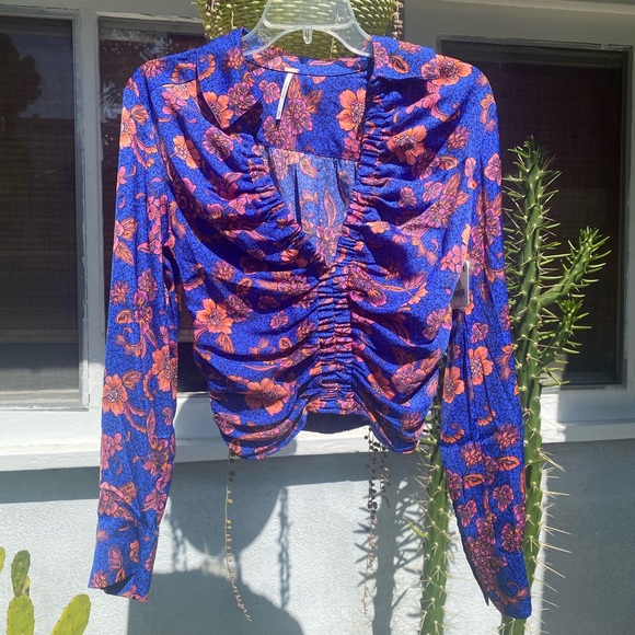 NWT FREE PEOPLE $98 I Got You Royal Floral-Print Top XS - Picture 5 of 14